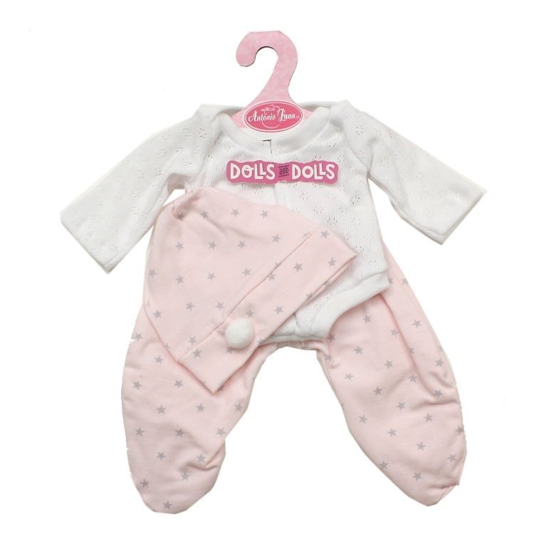 Completo bambola Antonio Juan 33-34 cm - Pigiama rosa e bianco con stelle e cappello