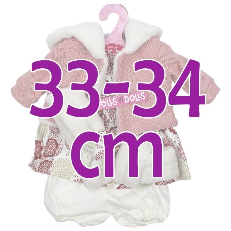 Completo bambola Antonio Juan 33-34 cm - Completo stampa floreale con giacca rosa e cerchietto