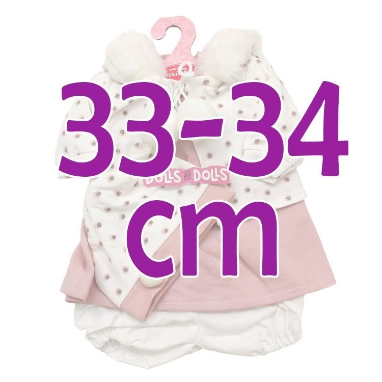 Completo per bambola Antonio Juan 33-34 cm -Abito rosa con giacca e cappello