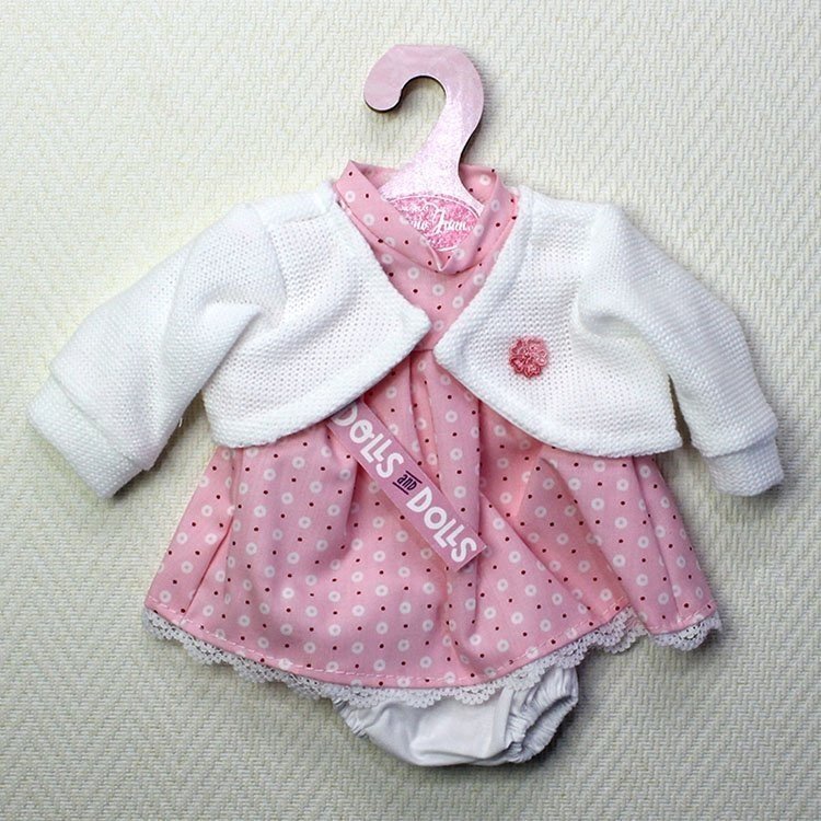 Completo bambola Antonio Juan - Abito rosa a pois e giacca bianca 33-34 cm