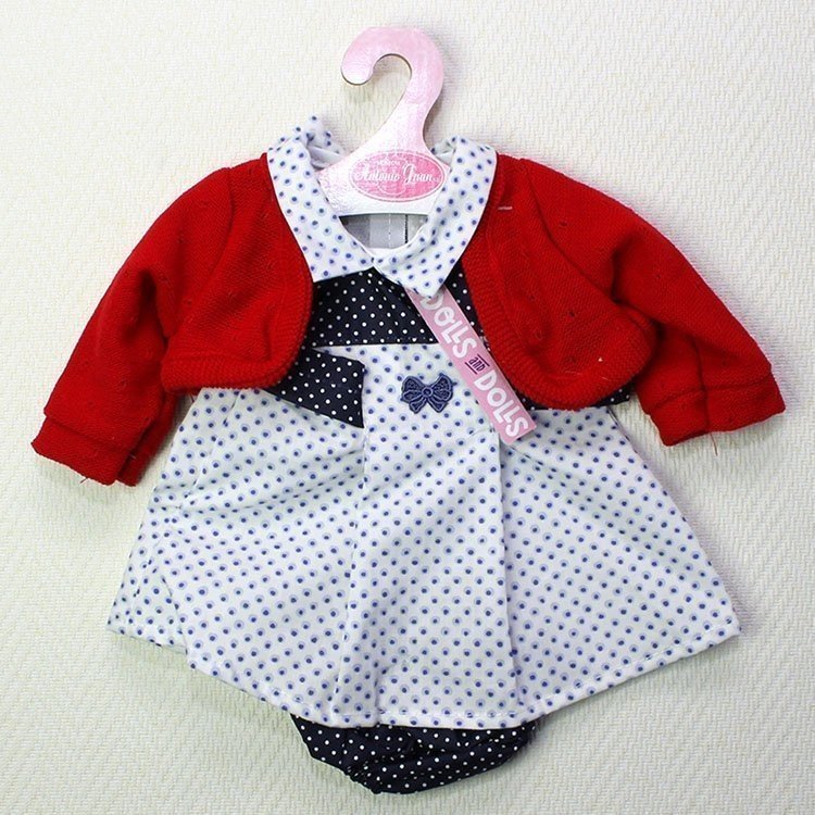 Completo Bambola Antonio Juan - Abito cerchi blu con giacca rossa 40-42 cm