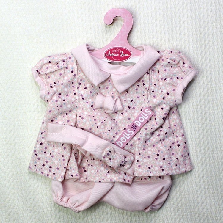 Completo bambola Antonio Juan - Abito rosa con stelle e cerchietto 40-42 cm