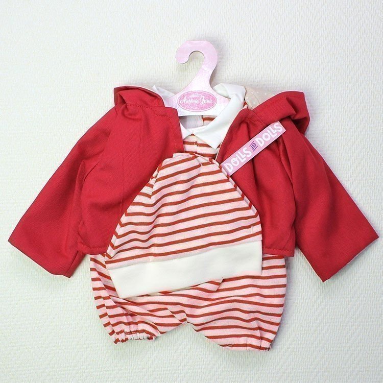 Completo bambola Antonio Juan - Pagliaccetto a righe con giacca rossa e cappello 40-42 cm