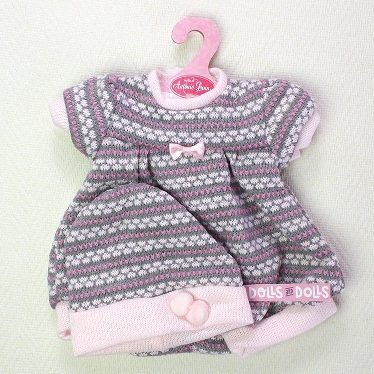 Completo bambola Antonio Juan - Tutine rosa-grigio con cappello 40-42 cm