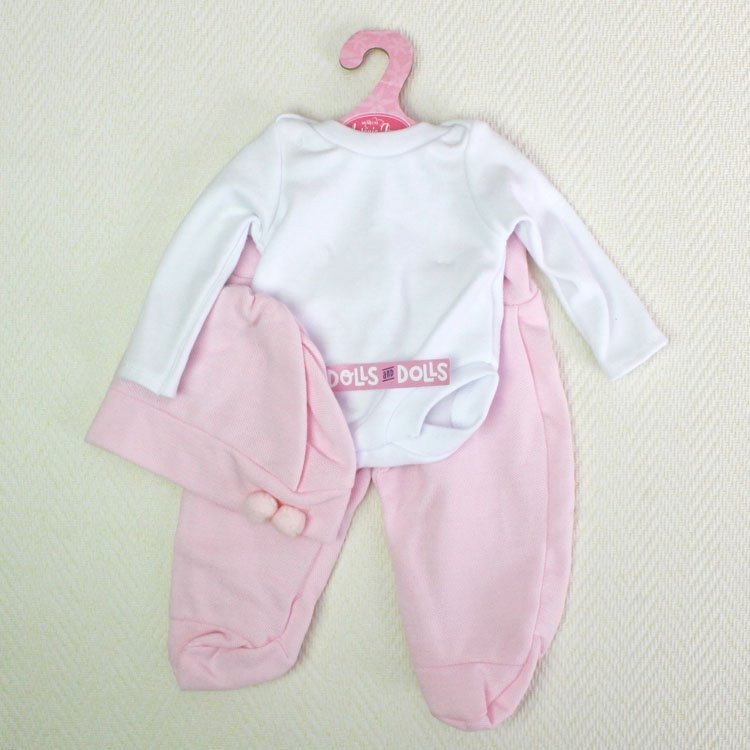 Completo bambola Antonio Juan - Body maniche lunghe, leggings e cappello - rosa-bianco 40-42 cm