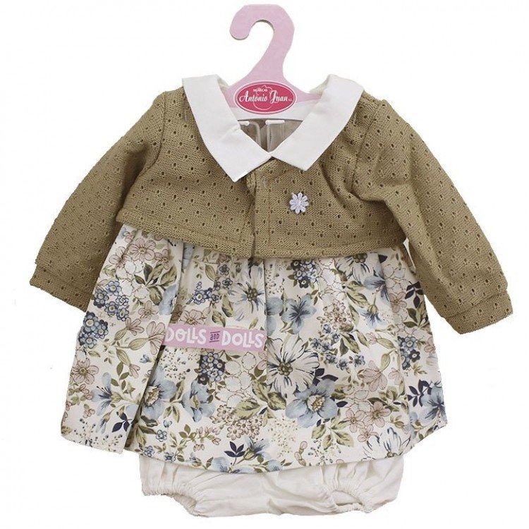 Completo bambola Antonio Juan 40-42 cm - Abito stampa fiori con giacca marrone