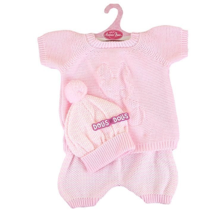 Completo bambola Antonio Juan 52 cm - Collezione Mi Primer Reborn - Pigiama in maglia rosa con cappello