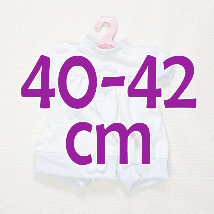 Completo bambola Antonio Juan 40-42 cm - Body maniche corte e cappello blu-bianco