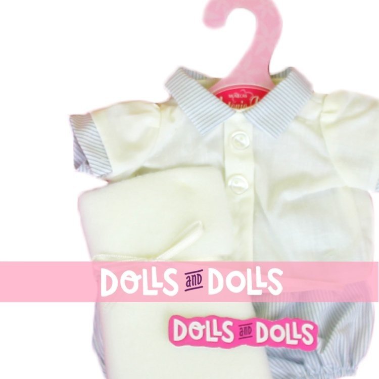 Completo bambola Antonio Juan 26-27 cm - Completo strisce blu con coperta