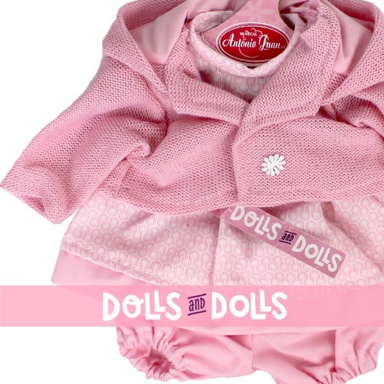 Completo bambola Antonio Juan 33-34 cm - Completo stampato a nido d'ape con giacca rosa