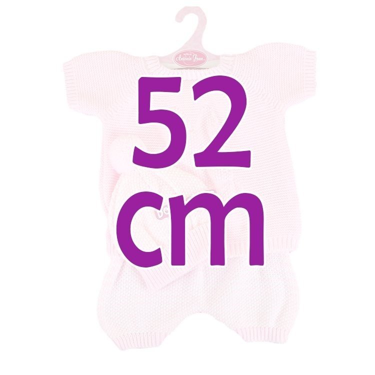 Completo bambola Antonio Juan 52 cm - Collezione Mi Primer Reborn - Pigiama in maglia rosa con cappello