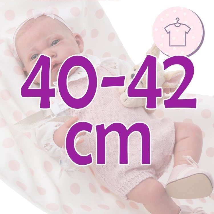 Completo bambola Antonio Juan 40 - 42 cm - Collezione Sweet Reborn - Completo rosa in maglia con coperta