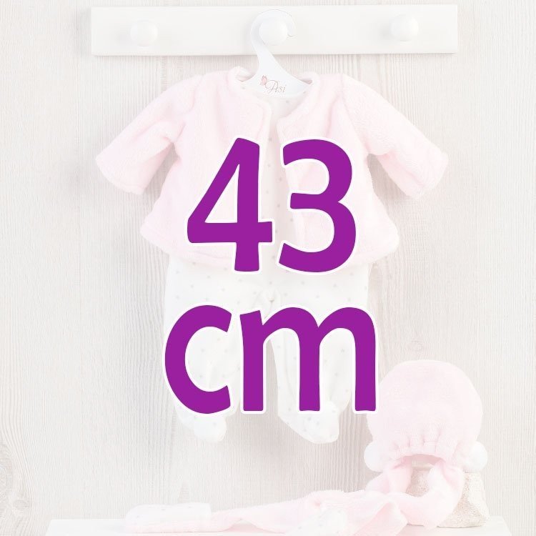 Completo per bambola Así 43 cm - Tutina stampa stelle con giacca rosa per María