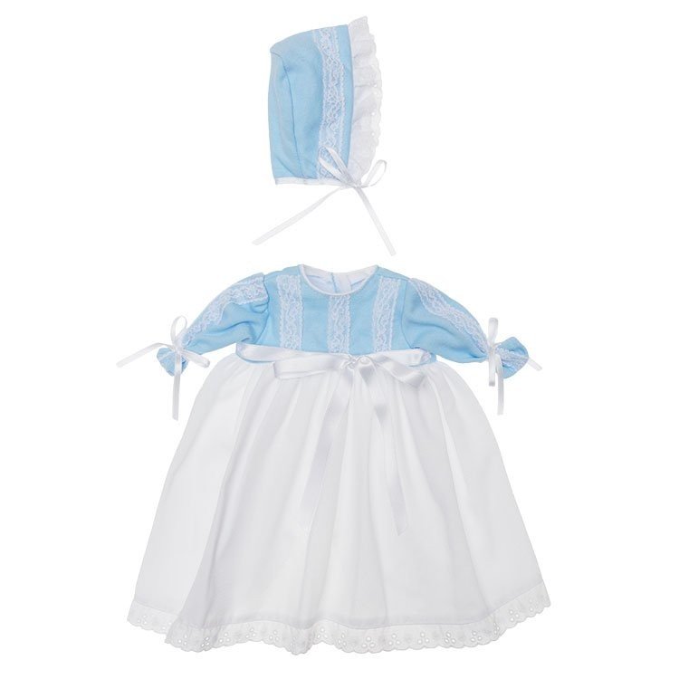 Completo per bambola Así 46 cm - Abito lungo bianco con maglia blu e cappello