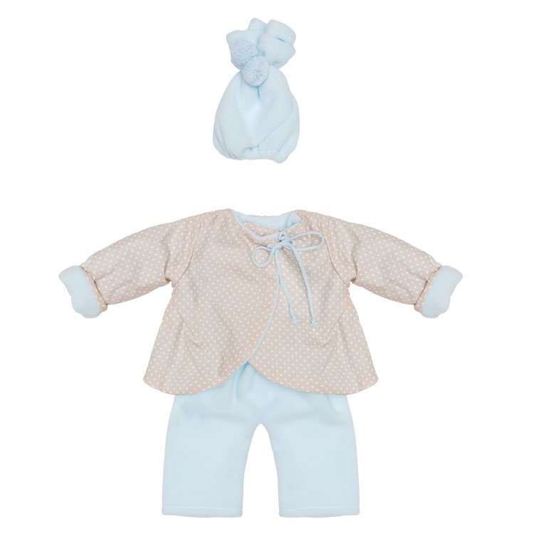 Completo per bambola Así 43 cm - Completo giacca reversibile blu-beige
