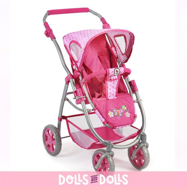 Emotion 3 in 1 carrozzina per bambole 77 cm - Combinazione sedia, navicella e seggiolino auto - Bayer Chic 2000 - Dots Pink
