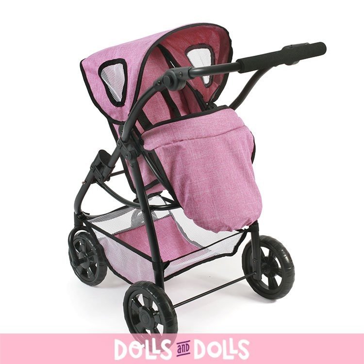 Emotion 3 in 1 carrozzina per bambole 77 cm - Combinazione sedia, navicella e seggiolino auto - Bayer Chic 2000 - Jeans Pink