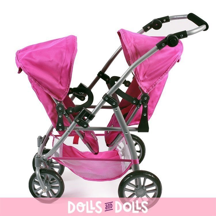 Passeggino gemellare Vario 79 cm per bambole - Bayer Chic 2000 - Pinky Balls