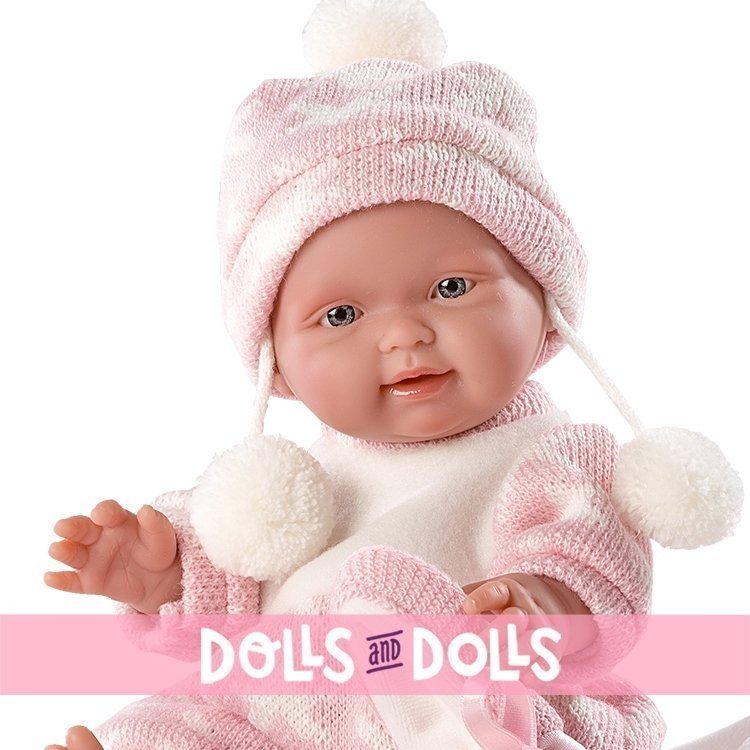 Bambola Llorens 26 cm - Bebita con coperta rosa