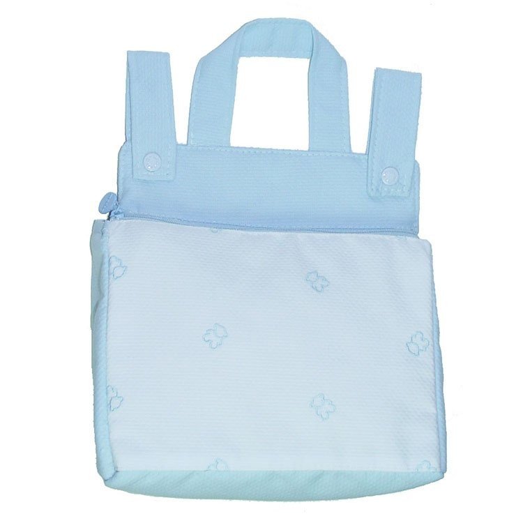 Borsa Bebelux celeste con orsetti ricamati per carrozzine Arrue e Bebelux