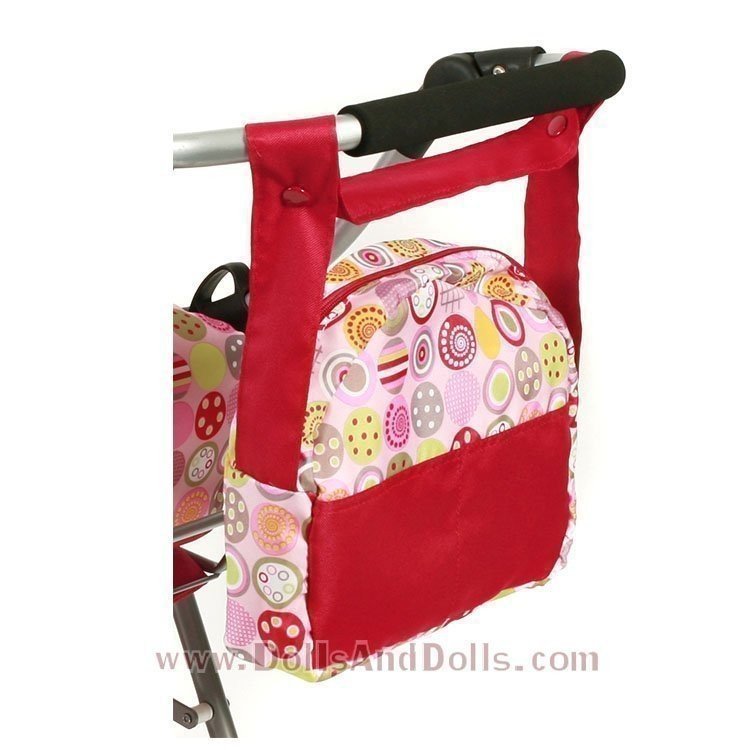 Borsa per carrozzina per bambole - Bayer Chic 2000 - Fantasia rossa e cerchi