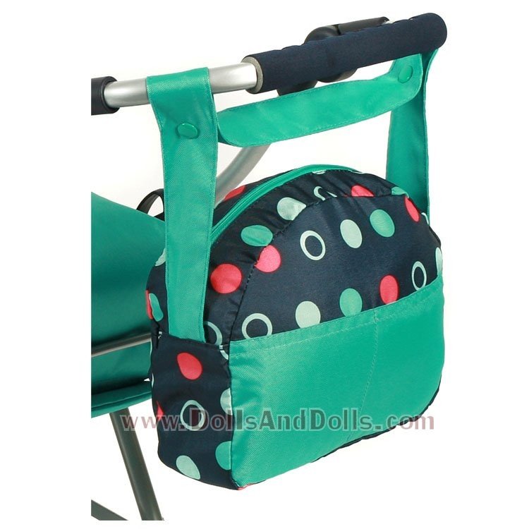 Borsa per carrozzina per bambole - Bayer Chic 2000 - Verde e Navy con cerchi