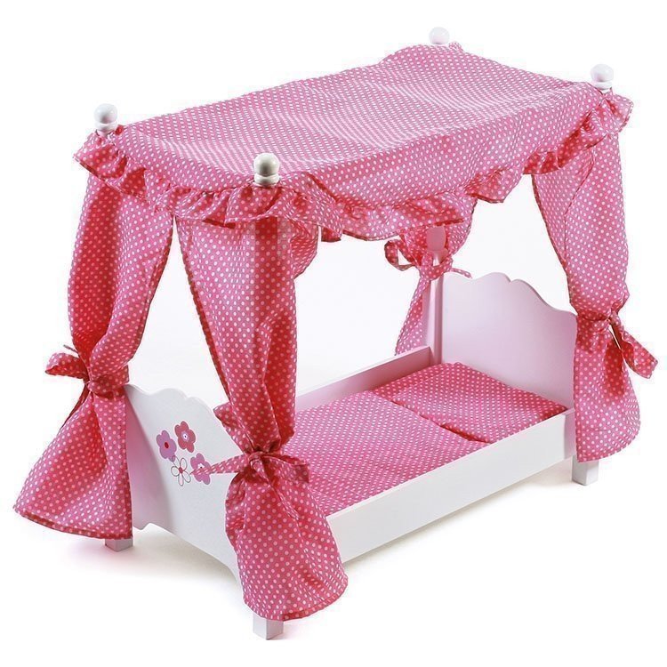 Letto a baldacchino in legno per bambole fino a 51 cm - Bayer Chic 2000 - Fiori
