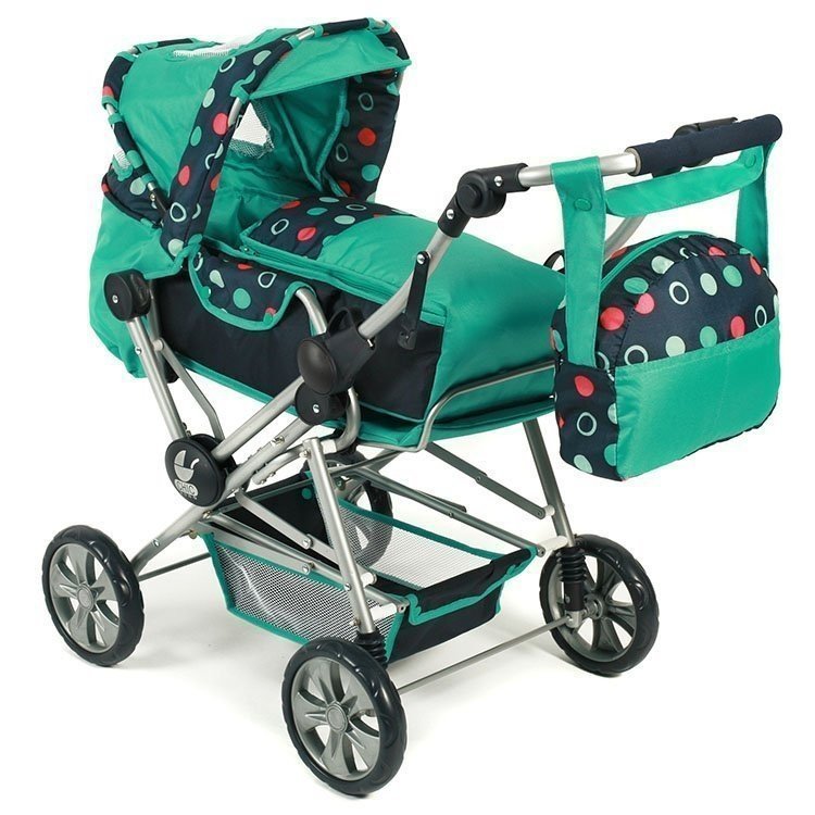 Carrozzina per bambole Road Star 85 cm - Bayer Chic 2000 - Verde e Navy con cerchi