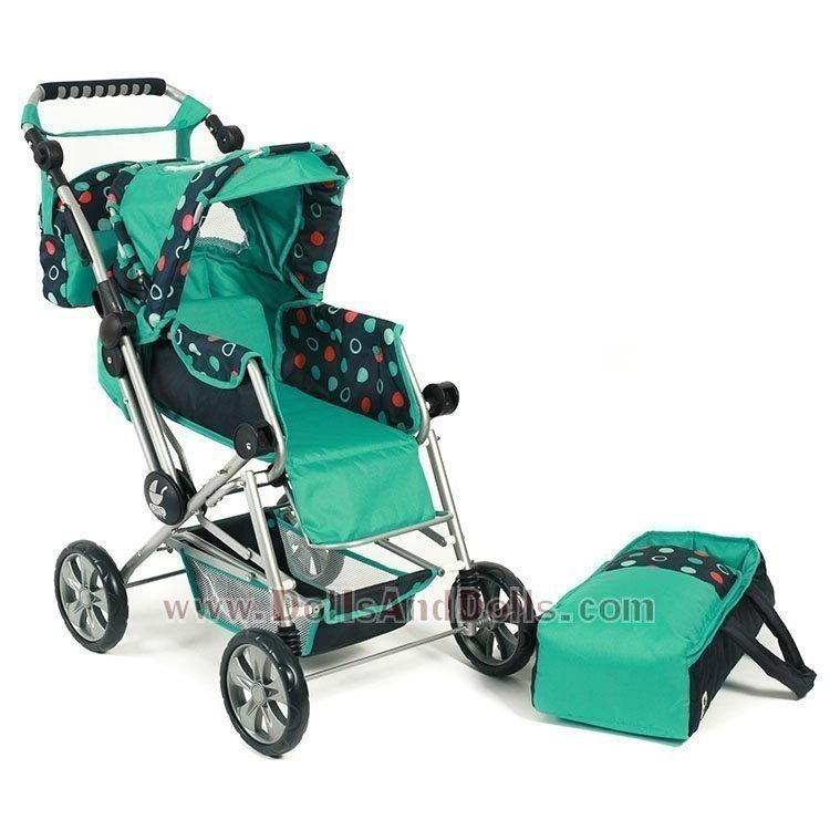 Carrozzina per bambole Road Star 85 cm - Bayer Chic 2000 - Verde e Navy con cerchi