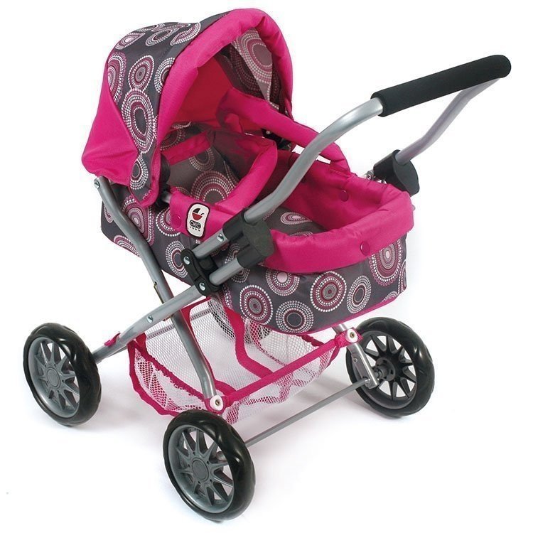 Smarty passeggino 57 cm per bambole - Bayer Chic 2000 - Fantasia fucsia e perle