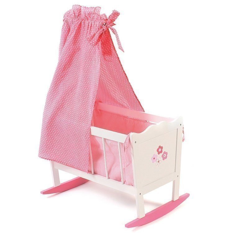 Culla in legno per bambole a 46 cm - Bayer Chic 2000 - Fiori