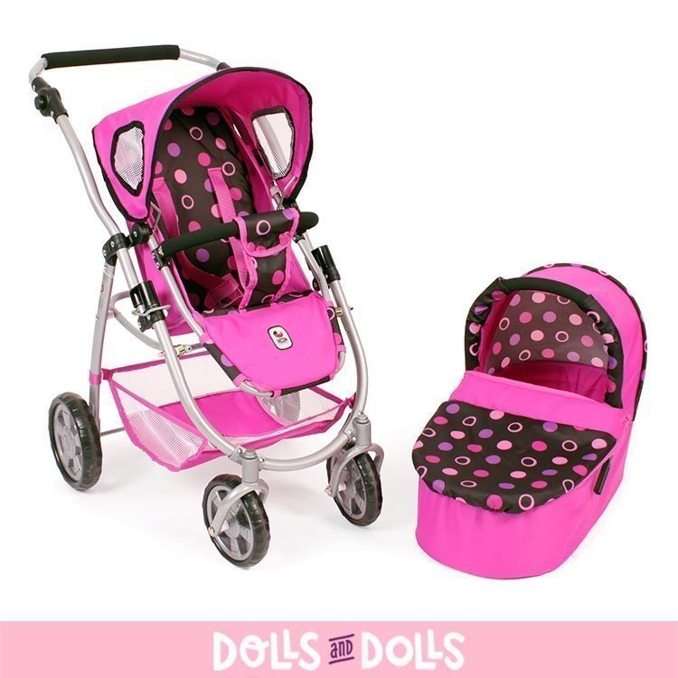 Emotion 2 in 1 carrozzina per bambole 77 cm - Combinazione sedia e navicella - Bayer Chic 2000 - Pinky Balls