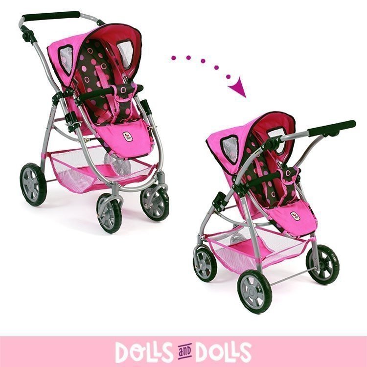 Emotion 2 in 1 carrozzina per bambole 77 cm - Combinazione sedia e navicella - Bayer Chic 2000 - Pinky Balls