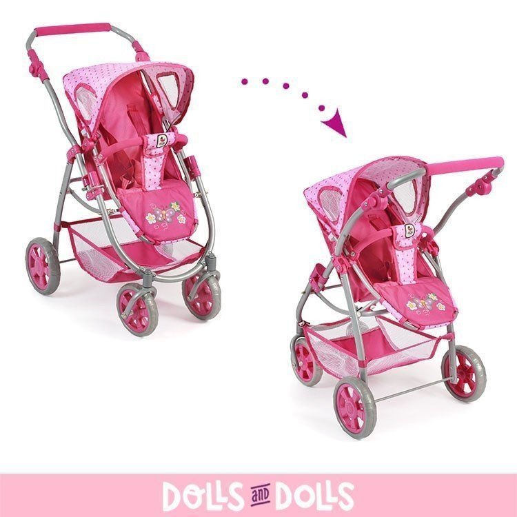 Emotion 2 in 1 carrozzina per bambole 77 cm - Combinazione sedia e navicella - Bayer Chic 2000 - Dots Pink