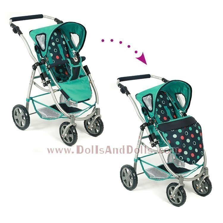 Combinazione sedia e navicella Chic Emotion 2 in 1 Verde e Navy con cerchi 77 cm