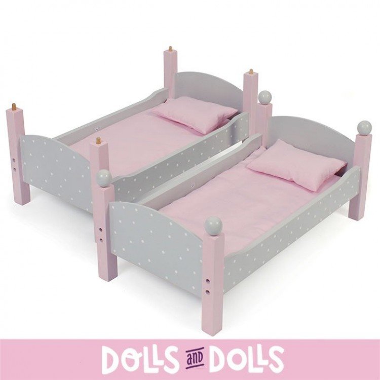 Letto a castello in legno per bambole fino a 48 cm - Bayer Chic 2000 - Rosa e grigio