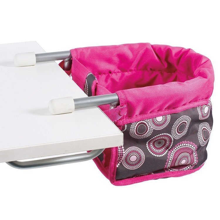 Sedia rialzata per tavolo per bambole a 60 cm - Bayer Chic 2000 - Fantasia fucsia e perle