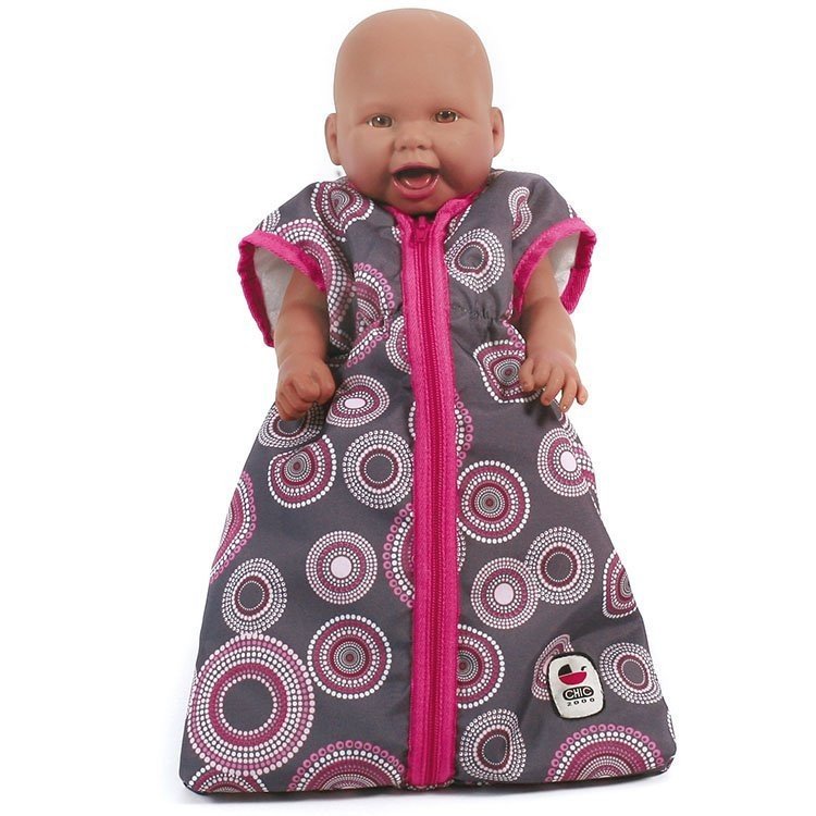 Sacco nanna per bambole fino a 55 cm - Bayer Chic 2000 - Fantasia fucsia e perle