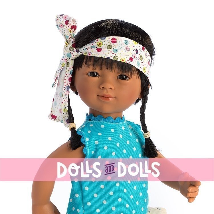 Bambola D'Nenes 34 cm - Marieta asiatica con fiocco di fiori