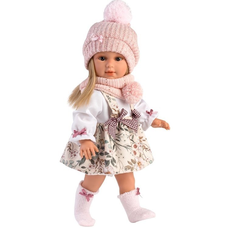 Bambola Llorens 40 cm - Tina con tuta floreale e sciarpa