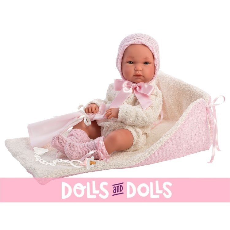 Bambola Llorens 35 cm - Bimba neonato con fasciatoio rosa