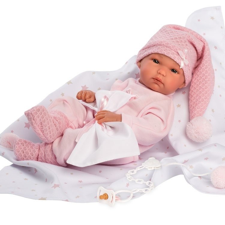 Bambola Llorens 35 cm - Bimba neonato con mussola rosa