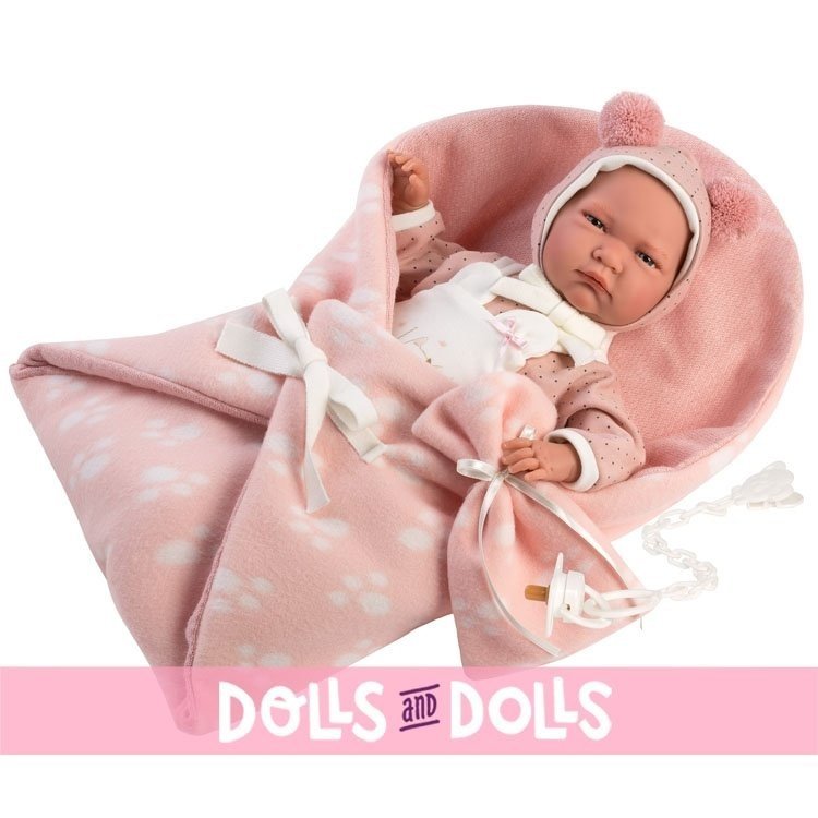 Bambola Llorens 42 cm - Lala piangente neonato con coperta