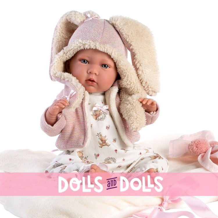 Bambola Llorens 42 cm - Mimi piangente neonato con cuscino