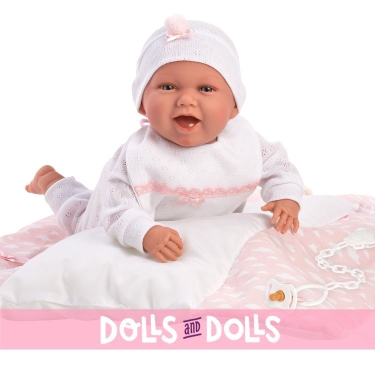 Bambola Llorens 42 cm - Neonata Mimi Smiles con fasciatoio rosa
