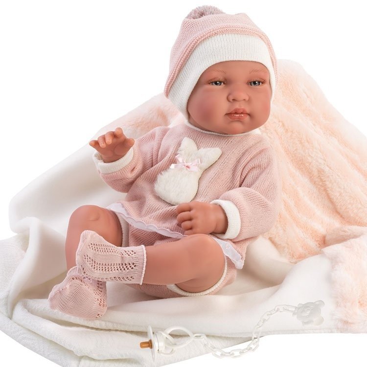 Bambola Llorens 43 cm - Tina con sacco a pelo