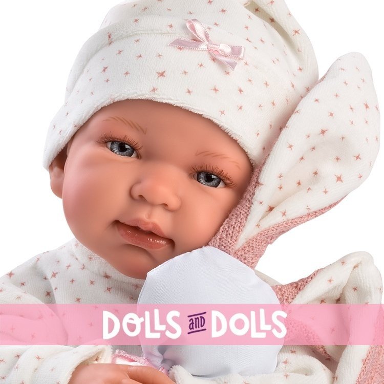 Bambola Llorens 44 cm - Neonata che piange Tina con fasciatoio rosa