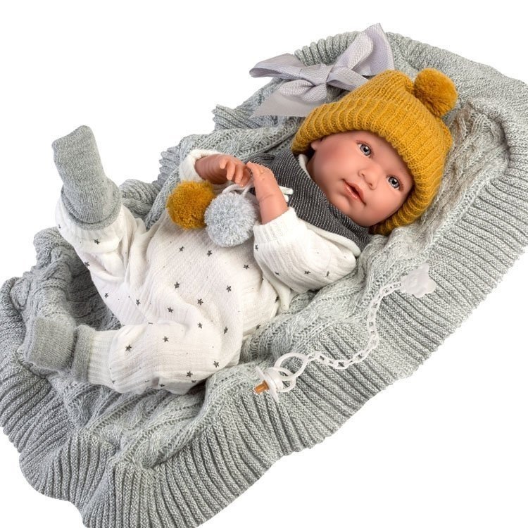 Bambola Llorens 42 cm - Mimo piangente neonato con coperta
