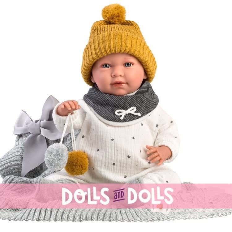 Bambola Llorens 42 cm - Mimo piangente neonato con coperta