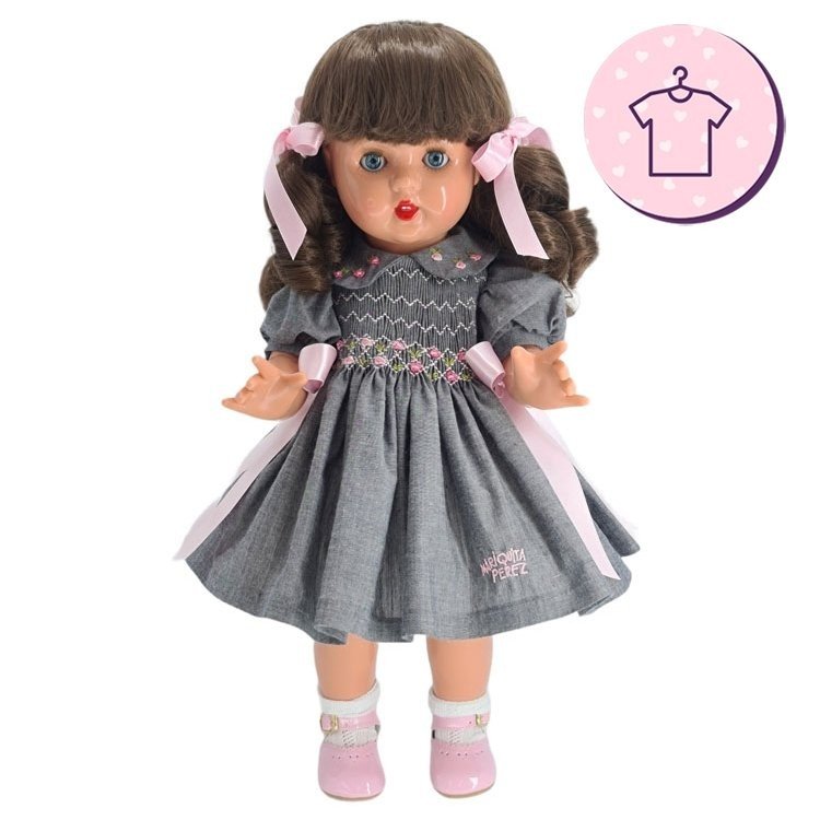 Completo per bambola Mariquita Pérez 50 cm - Abito grigio e rosa